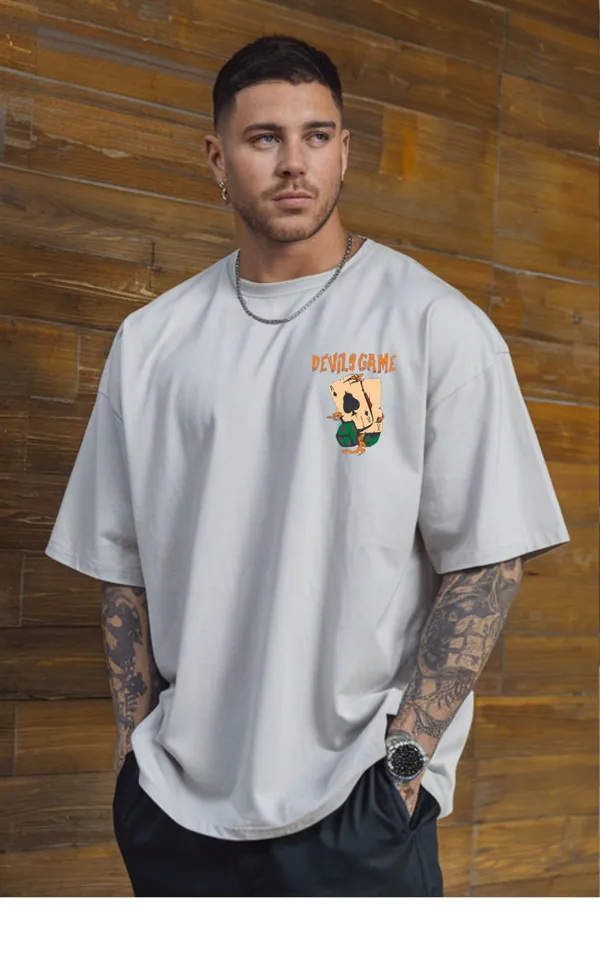 White_GSM_220_Fashionable_Oversized_Round_Neck_Printed_T-Shirt_For_Men