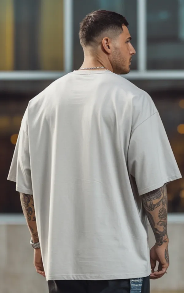 White_GSM_220_Fashionable_Oversized_T-Shirt_For_Men