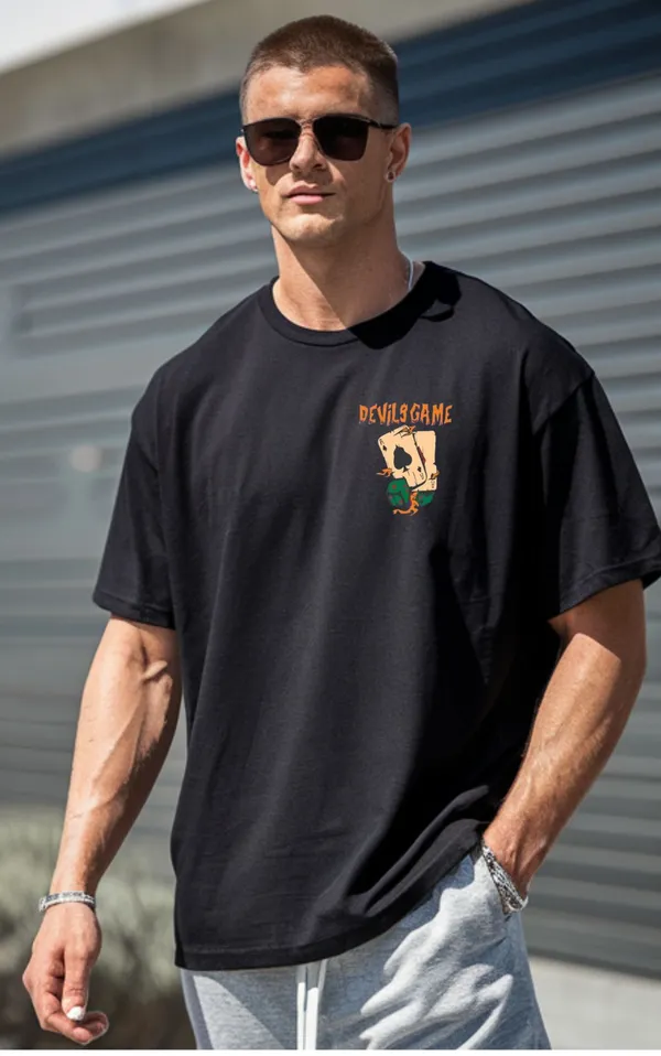 Black_GSM_220_Fashionable_Oversized_Round_Neck_Printed_T-Shirt_For_Men