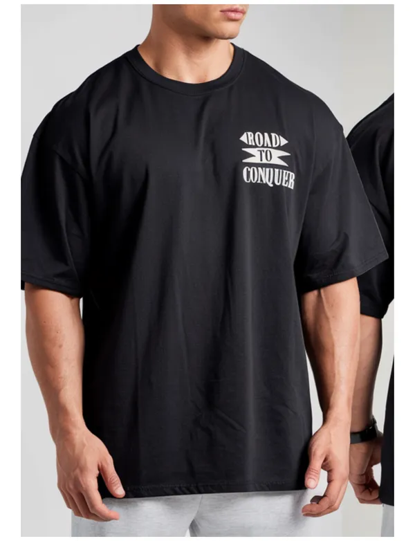 Black_GSM_220_Fashionable_Oversized_Round_Neck_Printed_T-Shirt_For_Men