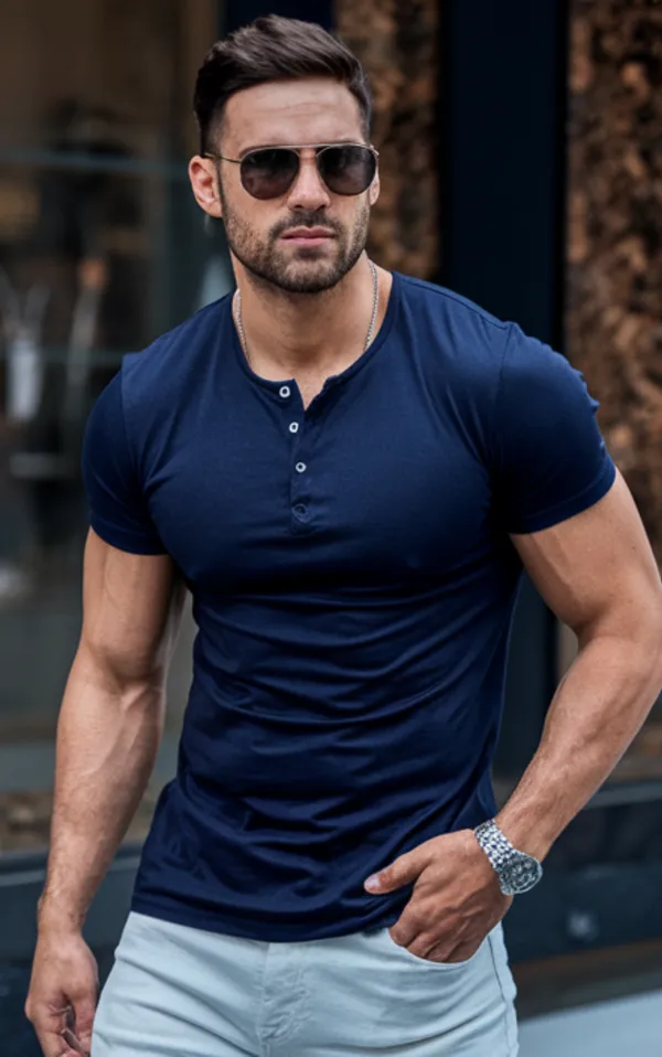 Navy_GSM_220_Navy_Trending_Henley_Neck_Plain_T-Shirt_For_Men