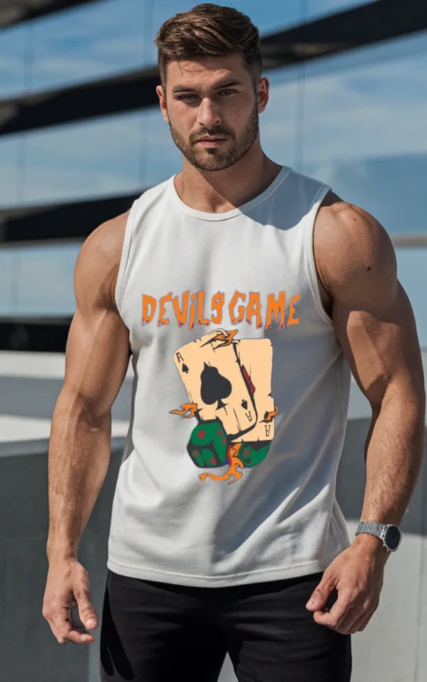 White_GSM_220_Stylish_Gym_Vest_Plain_For_Men