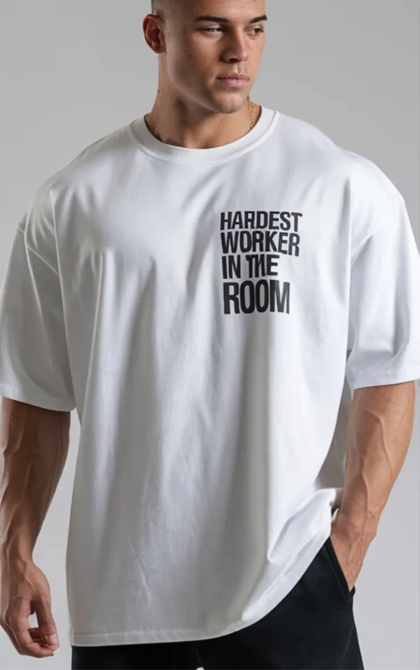 White_GSM_220_Fashionable_Oversized_Round_Neck_Printed_T-Shirt_For_Men