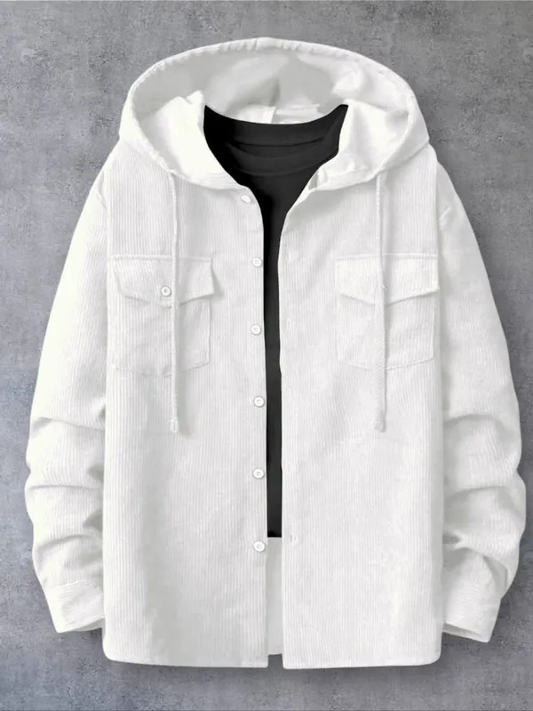White_Elegent_Prrmium_Hooded_Shirt_For_Men