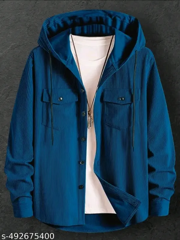 Blue_Stylis_Hooded_Cotton_Shirt_For_Men