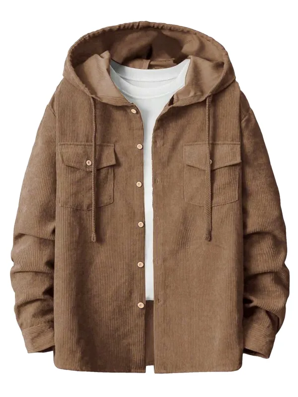 Chocalate_Classy_Retro_Hooded_Cotton_Shirt_For_Men