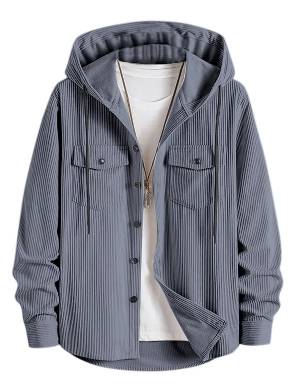 Grey_Comfy_Hooded_Cotton_Shirt_For_Men