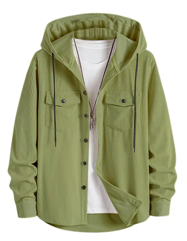 Green_Fancy_Gracefull_Hooded_Cotton_Shirt_For_Men