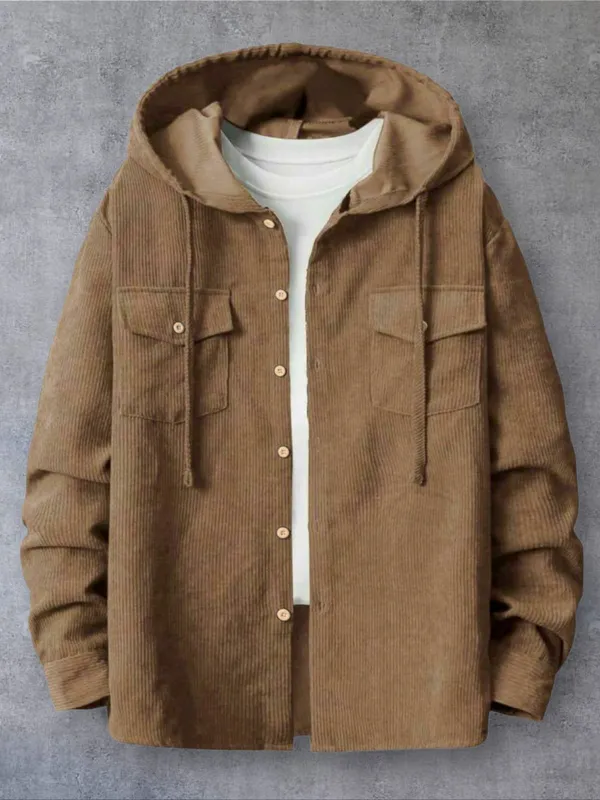 Chocalate_Classy_Retro_Hooded_Cotton_Shirt_For_Men
