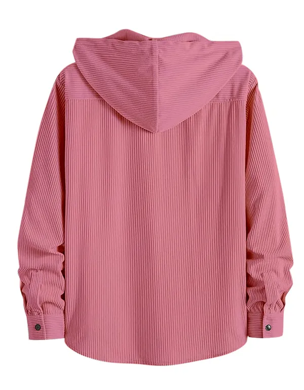 Peach_Trendy_Fablous_Hooded_Cotton_Shirt_For_Men