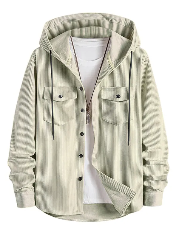 Cream_Trendy_Hooded_Shirt_For_Men