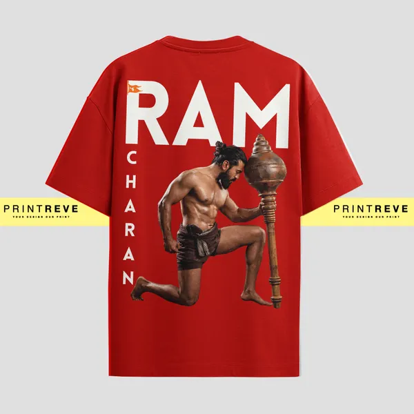 Peddi_Movie_Tshirts_Ram_Charan_for_Fan's_-_180_gsm_Regular_Fit__Red_Color_Tshirts_For_Global_Star_Fan's
