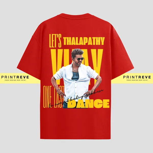 Thalapathy_Vijay_One_Last_Dance_T-Shirts_|_Premium_180_GSM_Bio-Wash_Fabric_Red_Color_Tshirt