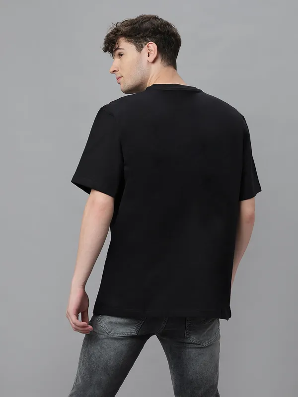 Black_Cotton_Graphic_Puff_Printed_Round_Neck_Half_Sleeves_Oversized_T-Shirt_For_Unisex