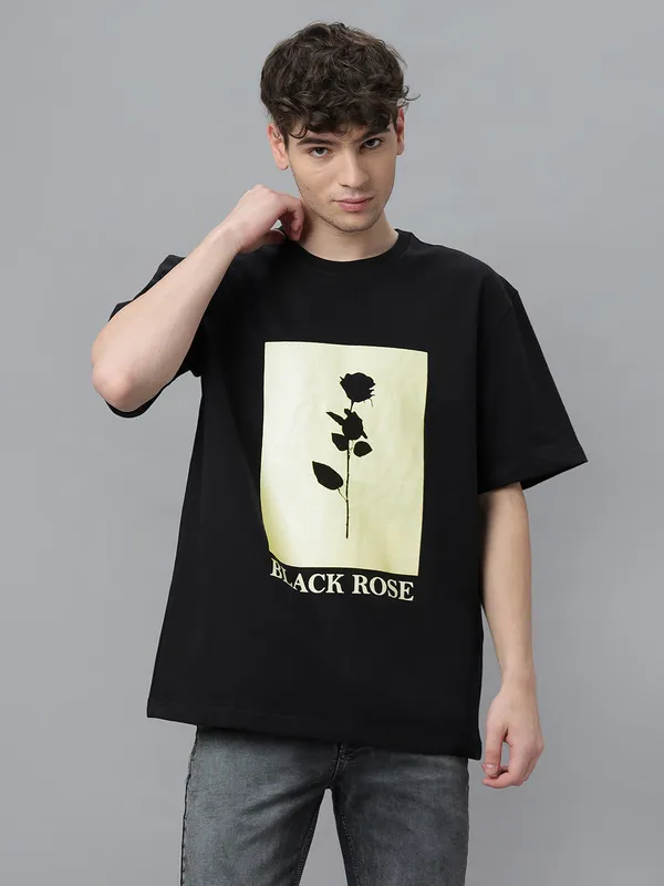Black_Cotton_Graphic_Printed_Round_Neck_Half_Sleeves_Oversized_T-Shirt_For_Unisex