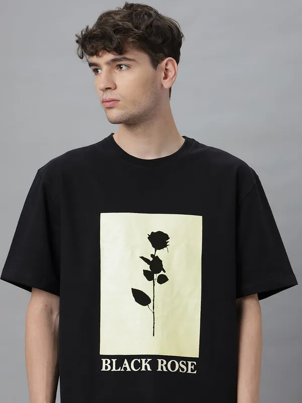 Black_Cotton_Graphic_Printed_Round_Neck_Half_Sleeves_Oversized_T-Shirt_For_Unisex
