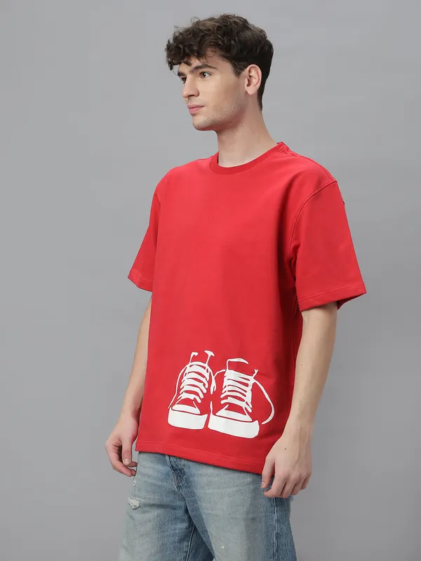 Red_Cotton_Graphic_Puff_Printed_Round_Neck_Full_Sleeves_Oversized_T-Shirt_For_Unisex