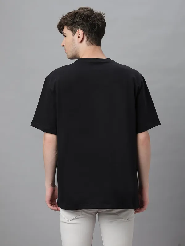 Black_Cotton_Embroidery_Round_Neck_Half_Sleeves_Oversized_T-Shirt_For_Unisex