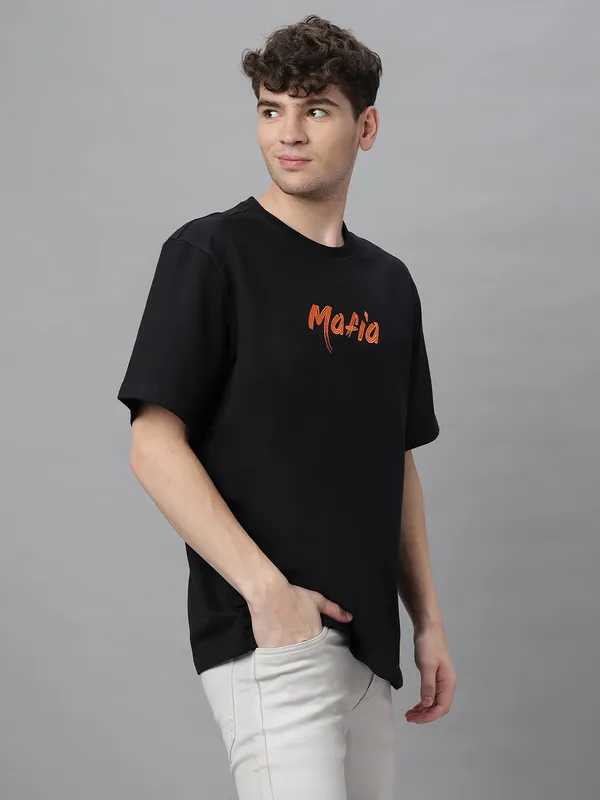 Black_Cotton_Embroidery_Round_Neck_Half_Sleeves_Oversized_T-Shirt_For_Unisex