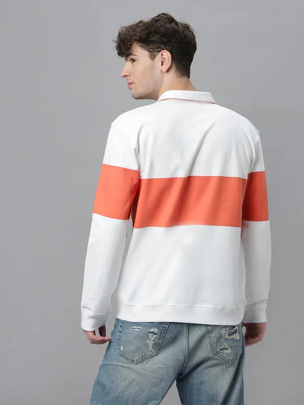 White_Cotton_Collar_Neck_Full_Sleeves_Oversized_T-Shirt_For_Unisex