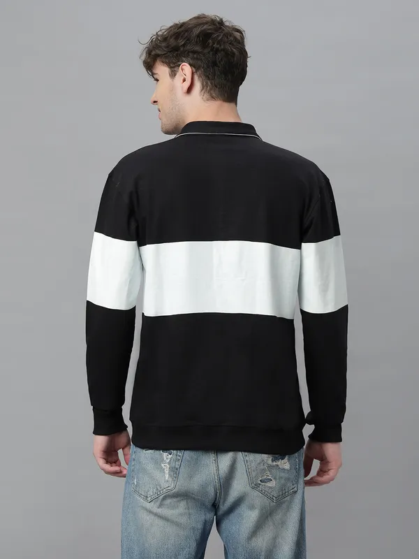Black_Cotton_Collar_Neck_Full_Sleeves_Oversized_T-Shirt_For_Unisex