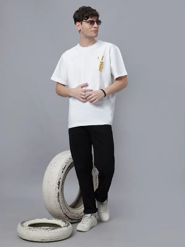 White_Cotton_Graphic_Foil_Printed_Round_Neck_Half_Sleeves_Oversized_T-Shirt_For_Unisex