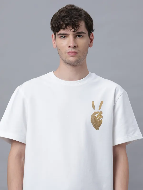 White_Cotton_Graphic_Foil_Printed_Round_Neck_Half_Sleeves_Oversized_T-Shirt_For_Unisex