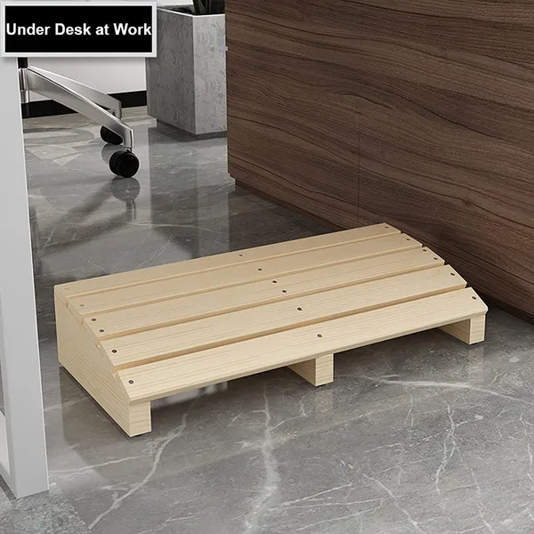12_Inch_Solid_Wood_Ergonomic_Under-Desk_Footrest_Stool,_Strong_and_Durable,_Core_Strength,_Stability,_Anti_Slip_Design,_For_Computer_and_Office_Chair,_White_(Big(35X30X11.5_CM))