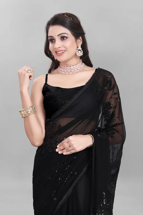 Black_And_Red_Preimium_&_Elegant_Chiffon_Shimmer_Saree_With_Blouse_For_Women_(Pack_Of_2)