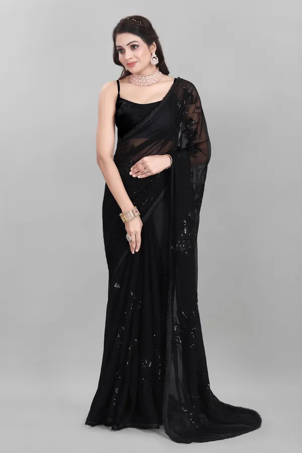 Black_And_Red_Preimium_&_Elegant_Chiffon_Shimmer_Saree_With_Blouse_For_Women_(Pack_Of_2)