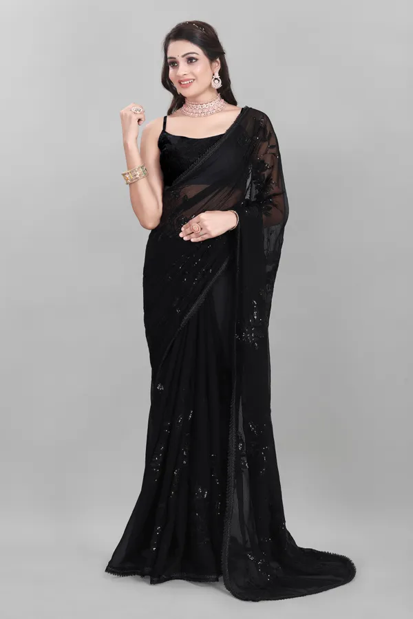 Black_And_Red_Preimium_&_Elegant_Chiffon_Shimmer_Saree_With_Blouse_For_Women_(Pack_Of_2)