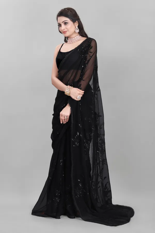 Black_And_Red_Preimium_&_Elegant_Chiffon_Shimmer_Saree_With_Blouse_For_Women_(Pack_Of_2)