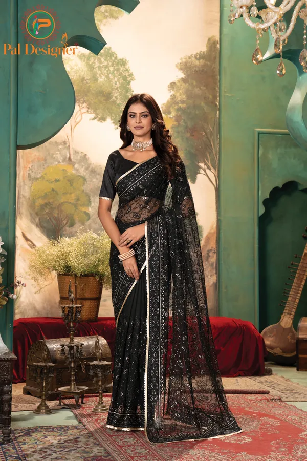 Black_Preimium_&_Elegant_Georgette_Saree_With_Un-Stitched_Blouse_For_Women