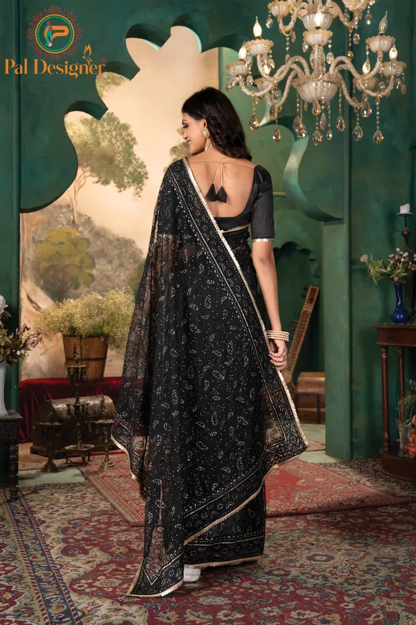 Black_Preimium_&_Elegant_Georgette_Saree_With_Un-Stitched_Blouse_For_Women