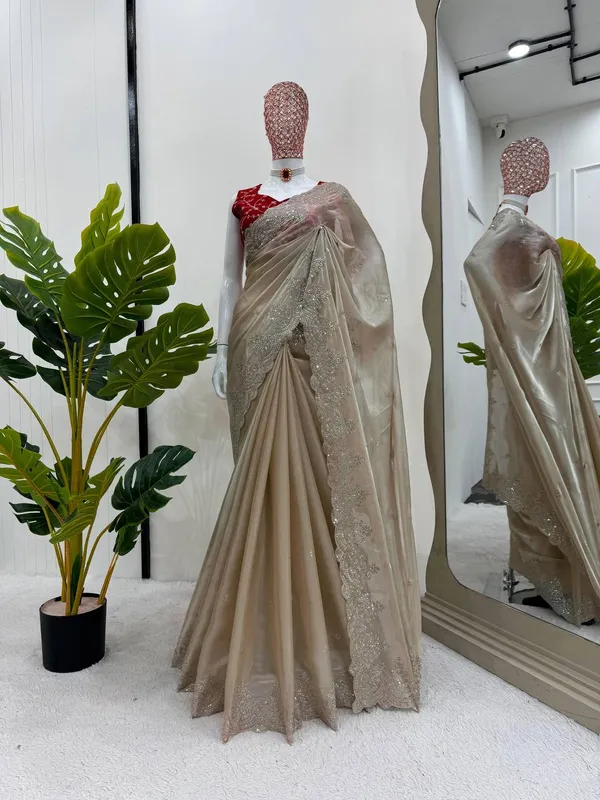 Cream_Preimium_&_Elegant_Georgette_Saree_For_Women