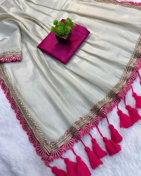Cream_Preimium_&_Elegant_Tisue_Saree_For_Women