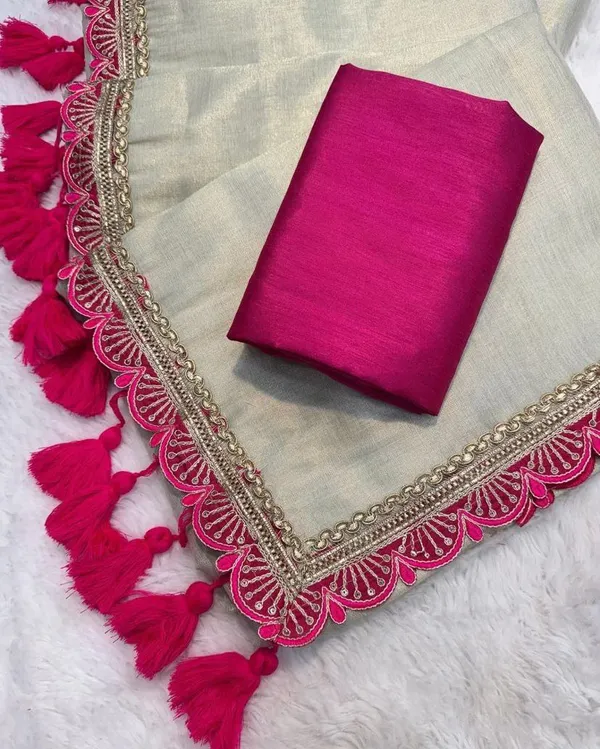 Cream_Preimium_&_Elegant_Tisue_Saree_For_Women