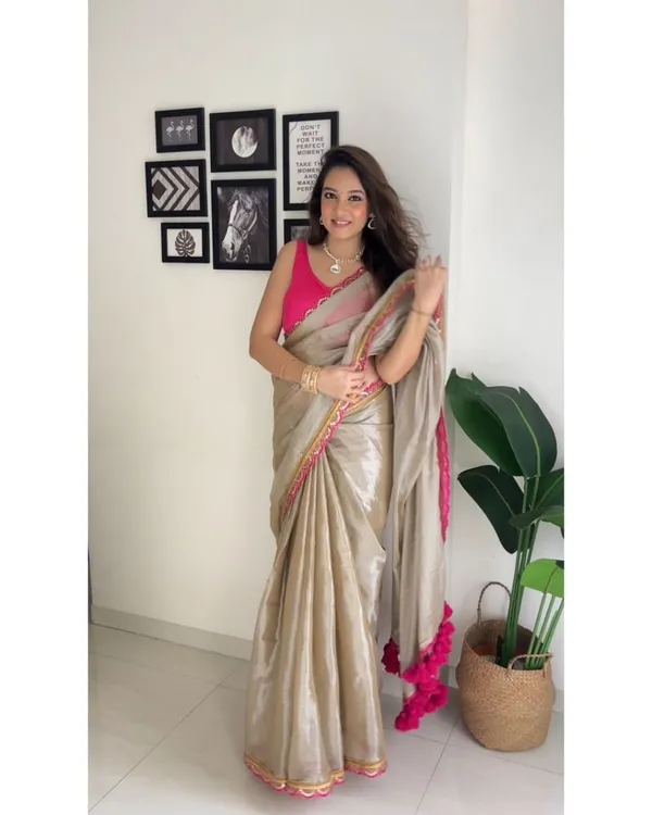 Cream_Preimium_&_Elegant_Tisue_Saree_For_Women