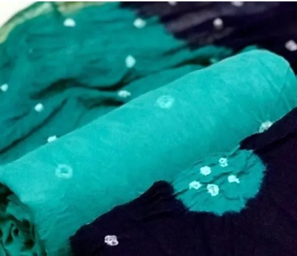 Unstitched_Blue_&_Rama_Pure_Cotton_Bandhni_Dress_Material_For_Women