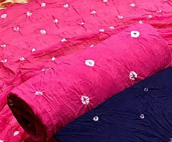 Unstitched_Blue_&_Pink_Pure_Cotton_Bandhni_Dress_Material_For_Women