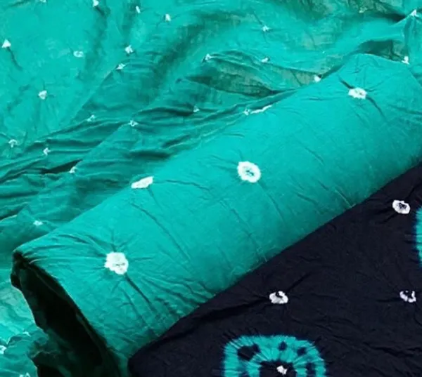 Unstitched_Blue_&_Rama_Pure_Cotton_Bandhni_Dress_Material_For_Women
