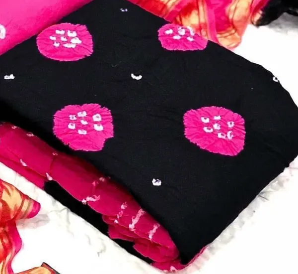 Unstitched_Blue_&_Pink_Pure_Cotton_Bandhni_Dress_Material_For_Women