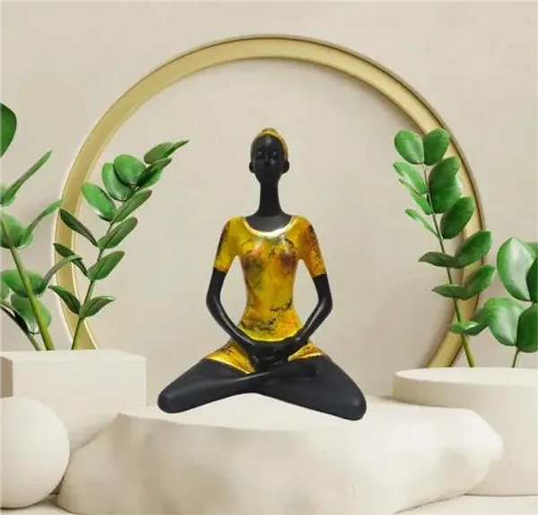 Yellow_And_Black_Handcrafted_Resin_Yoga_Lady_Showpiece_For_Home_And_Office_Decor_20_X_8_X_20_Cm