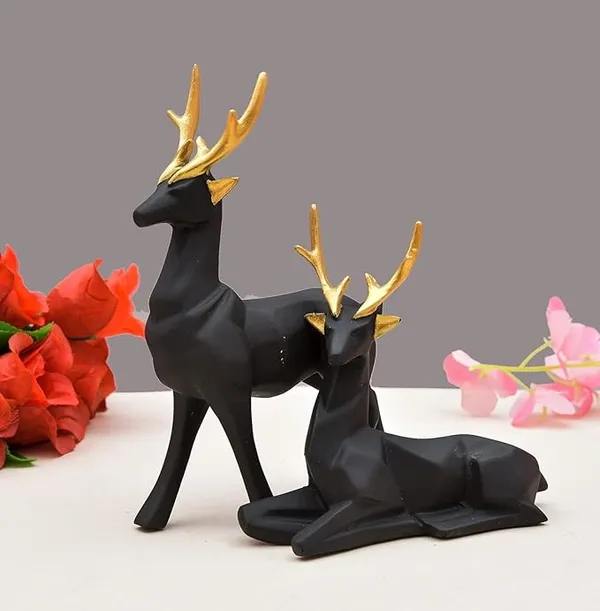Pack_Of_2_Black_Handcrafted_Resin_Deer_Showpiece_For_Home_And_Office_Decor_6_X_6_Inches