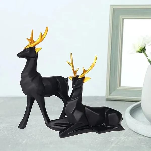 Pack_Of_2_Black_Handcrafted_Resin_Deer_Showpiece_For_Home_And_Office_Decor_6_X_6_Inches