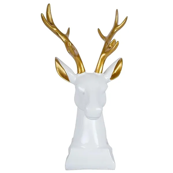 White_Handcrafted_Resin_Decorative_Deer_Showpiece_For_Home_And_Office_Decor_8.1_X_7.6_X_27.9_Cm