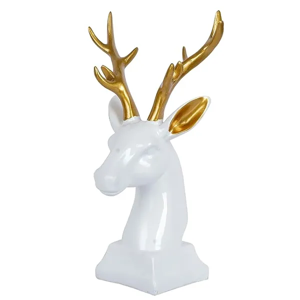 White_Handcrafted_Resin_Decorative_Deer_Showpiece_For_Home_And_Office_Decor_8.1_X_7.6_X_27.9_Cm