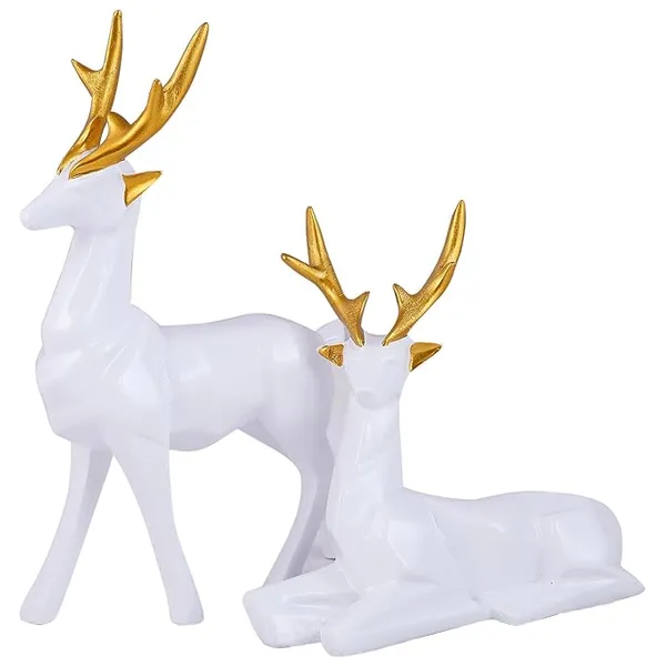 White_Handcrafted_Resin_Deer_Tabletop_Showpiece_For_Home_And_Office_Decor_6_X_6_Inches