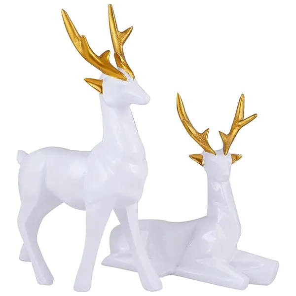 White_Handcrafted_Resin_Deer_Tabletop_Showpiece_For_Home_And_Office_Decor_6_X_6_Inches