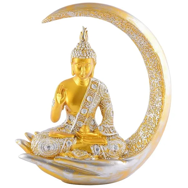 Golden_Handcrafted_Resin_Moonlit_Buddha_Meditation_Showpiece_For_Home_And_Office_Decor